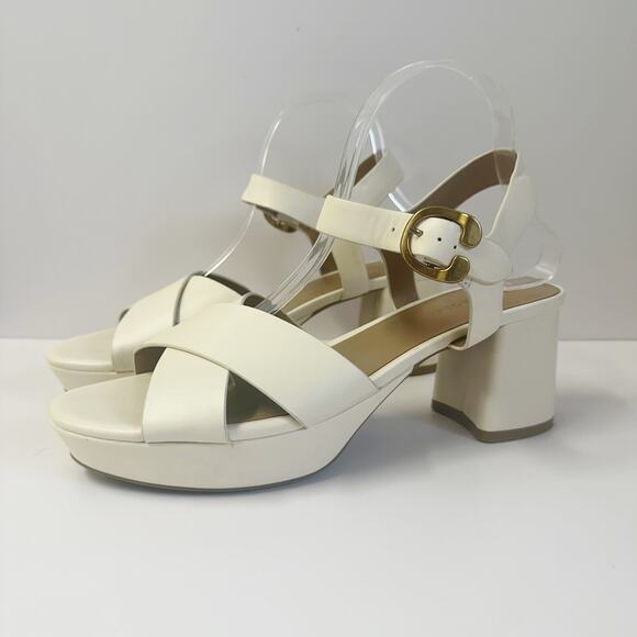 Aerosoles Cosmos Crisscross Platform Sandal in Eggshell Size 9.5 Block Heel - Picture 3 of 16